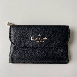Kate Spade Black Pebbled Leather Card Case